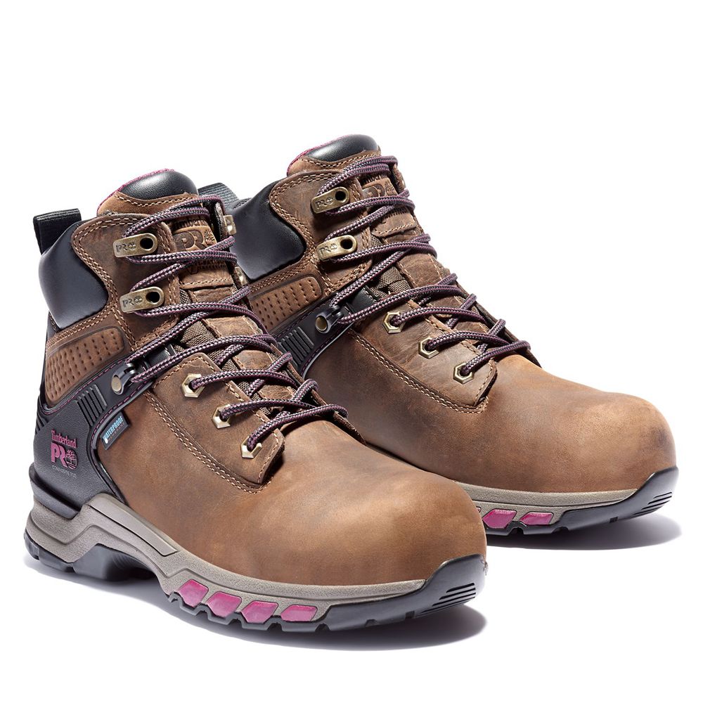 Botas de Trabajo Timberland Mujer Pro® Hypercharge 6-Inch Composite-Toe Waterproof Marrones/Negras -